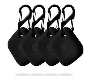 Pack of 4 Silicone Case for eufy Security SmartTrack Link with Key Fob, Pack of 4 Pendant for eufy Tracker Link - Shockproof, Portable Keyring Cover, Easy Installation, Pack of 4 (Black)