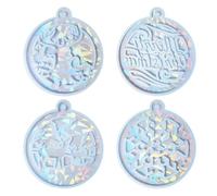 Pack of 4 Silicone Christmas Tree Decoration Mold Keyring Pendant Epoxy Festives Tree Hanging Charm Molds Christmas Pendant