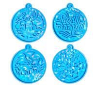 Pack of 4 Silicone Christmas Tree Decoration Mold Keyring Pendant Epoxy Festives Tree Hanging Charm Molds Christmas Pendant