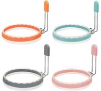 Pack of 4 Silicone Egg Rings, Upgraded Leak-proof Liquid Egg Fryer Ring, Nonstick Egg Mold for Breakfast Sandwiches and Pancake