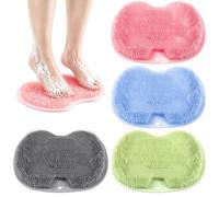 Pack of 4 Silicone Foot Brush Mat in Four Colours, Foot Massage Pad with Suction Cups for Shower, Foot Care for Cleaning, Exfoliating and Relaxing, 4 Silicone Foot Scrubber Mats in Pink, Green, Grey