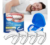 Pack of 4 Silicone Mouth Guards, 2 Sizes Silicone Teeth Splint Mouth Guard, Crunch Splint, Dental Night Protection, Bite Splint, Improves Sleep Quality, Against Bruxism, Mouth Guard