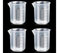 Pack of 4 Small Measuring Cups, 100 ml, Plastic Mini Measuring Cups, Small, Transparent, Small Precision Measuring Cups with Scale, Mini Measuring Cups, Dosing Aid for Detergent, Kitchen, Laboratory