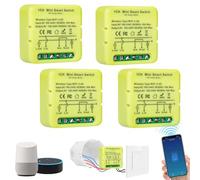 Pack of 4 Smart Life Switches, WiFi Light Switch, Smart, Bluetooth Light Switch, Alexa - 16A, Smart Home Light Switch, Compatible with Alexa, Google Home and Wall Switch, Voice Control, Timer