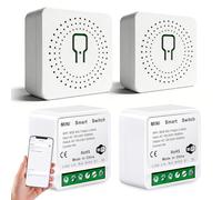 Pack of 4 Smart Light Switch Module 1 Way: Switch Wireless Smart Switch, Mini DIY WLAN Switch, App & Voice Control, Button Control, WiFi Light Switch Compatible with Tuya, Alexa Echo, Google Home