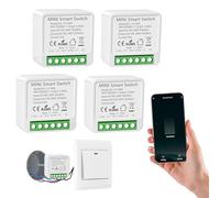 Pack of 4 Smart Module Light Switch, Mini Smart Home Light Switch, Voice Control/Countdown, Alexa Light Switch, Smart Home Compatible Alexa/Google, 1-Way/2-Way, Neutral Conductor Required