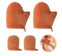 Pack of 4 Soft Self-Tanning Gloves, Double-Sided Tanning Glove, Reusable Self Tanning Glove, Waterproof Gloves Tanning Mitt for Face, Body, Spray, Lotions, Streak-Free Tan Brown