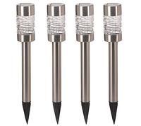 Pack of 4 Solar Powered 5 Lumen Stainless Steel Martello Stake Post Lights for Gardens, Driveways & Pathways