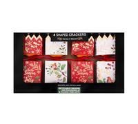 Pack of 4 Square Christmas Crackers - Red and White with Robin Bird Print - Festive Holiday Party Favors and Table Decorations