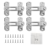 Pack of 4 Stainless Steel Door Bolt with Mounting Screws, Bolt Latch Lock with Screws, Door Latch Interior Gate Latch for Garden Gate, Sliding Door Lock, Garage, Window Door Security