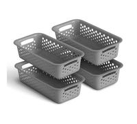 Pack of 4 Storage Baskets 0.7 L with Handles - BPA-Free - Organiser (20 x 10 x 5 cm / Anthracite) - Baskets for Bathroom Kitchen Bedroom Household Basket