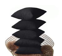 (Pack of 4, Stripe Black Cushions) Velvet Cushion Covers Soft Luxury Embossed Stripe Quilted Cushions Pack of 1,2 & 4