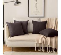 (Pack of 4, Stripe Coffee Cushions) Velvet Cushion Covers Soft Luxury Embossed Stripe Quilted Cushions Pack of 1,2 & 4