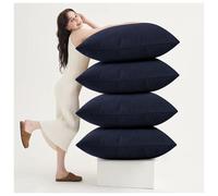 (Pack of 4, Stripe Velvet Filled Cushion Navy) Velvet Cushions Luxury Filled Cushion Pad Pack Of 2 & 4
