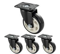 Pack of 4 Swivel Castor Wheels, 3 Inch Heavy Duty Castors Black, Loading Capacity: 100kg/Caster | Double Ball Bearings | Polyurethane Furniture Castors with Screws (3"/75mm, Swivel Castor)