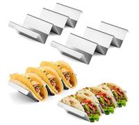 Pack of 4 Taco Holders, 22 cm x 10 cm x 5 cm, Taco Stand with Handles, Taco Stand Made of Stainless Steel 3-Tacos, Holder Stand in Waveform, for Tacos, Pancakes, Sausages Holder, Sandwiches