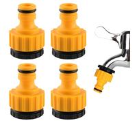 Pack of 4 Tap Adapters, 1/2 Inch 3/4 Inch 2-in-1 Garden Tap Connector, Garden Hose Connector, Gardena Tap Adapter, for Tap Adapter, Garden Hose (Yellow)