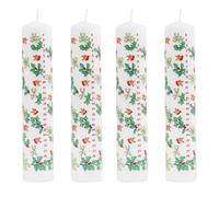 Pack Of 4 Traditional Countdown To Christmas Pillar Advent Candle Holly & Ivy