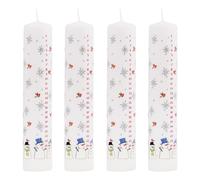 Pack Of 4 Traditional Countdown To Christmas Pillar Advent Candle Snowman