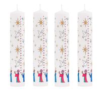 Pack Of 4 Traditional Countdown To Christmas Pillar Advent Candle Three Wise Men