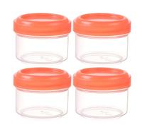 Pack of 4 Transparent Plastic Jars with Leak-proof Lid, Round, Transparent Container, 35 ml, Refillable for Home Organisation in the Kitchen (F, 4.5 x 4.5 x 3.5 cm)