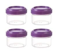 Pack of 4 Transparent Plastic Jars with Leak-proof Lid, Round, Transparent Container, 35 ml, Refillable for Home Organisation in the Kitchen (E, 4.5 x 4.5 x 3.5 cm)