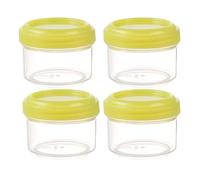 Pack of 4 Transparent Plastic Jars with Leak-proof Lid, Round, Transparent Container, 35 ml, Refillable for Home Organisation in the Kitchen (D, 4.5 x 4.5 x 3.5 cm)