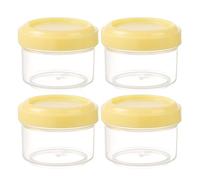 Pack of 4 Transparent Plastic Jars with Leak-proof Lid, Round, Transparent Container, 35 ml, Refillable for Home Organisation in the Kitchen (B, 4.5 x 4.5 x 3.5 cm)