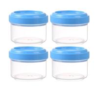 Pack of 4 Transparent Plastic Jars with Leak-proof Lid, Round, Transparent Container, 35 ml, Refillable for Home Organisation in the Kitchen (C, 4.5 x 4.5 x 3.5 cm)