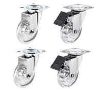 Pack of 4 Transparent Swivel Castors for Furniture,Heavy Duty Castor Wheel Trolley Furniture Caster Moving Caster Wheels,with Fixing Plate and Ball Bearings,Fitting