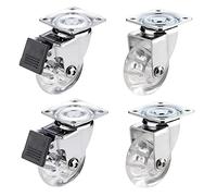 Pack of 4 Transparent Swivel Castors for Furniture,Heavy Duty Castor Wheel Trolley Furniture Caster Moving Caster Wheels,with Fixing Plate and Ball Bearings,Fitting