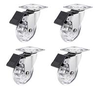 Pack of 4 Transparent Swivel Castors for Furniture,Heavy Duty Castor Wheel Trolley Furniture Caster Moving Caster Wheels,with Fixing Plate and Ball Bearings,Fitting