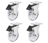 Pack of 4 Transparent Swivel Castors for Furniture,Heavy Duty Castor Wheel Trolley Furniture Caster Moving Caster Wheels,with Fixing Plate and Ball Bearings,Fitting