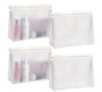 Pack of 4 Transparent Toiletry Bags, Transparent Toiletry Bag, PVC Waterproof Large Travel Toiletry Bag, Leak-Proof, Cosmetic Bag, Airport Compliant Bag, 10 x 7.2 Inches