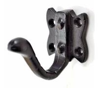 Pack of 4 Tudor Coat Hooks Black Wrought Iron Hammered Effect Screws inc CEN043