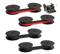 Pack of 4 Typewriter Ribbons, Black, Black and Red, Two-Tone Ink Ribbon, Typewriter, Double Spool Design, for DIN 2103, DIN 32755, Other Old-Fashioned Typewriters