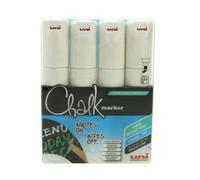 Pack of 4 Uni-Ball PWE-8M White Chalk Marker - Black Board Marker Pen in Wallet