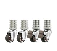Pack of 4 Universal Stainless Steel Silent Brake Casters, 1.5-inch 19/22/25mm Furniture Square Tube Wheels for Racks, Heavy-Duty, Smooth Rolling, Durable