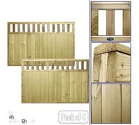 Pack of 4 Urban Fence Panel with Trellis Top Options & Smooth Tongue & Groove Centre Width: 6FT (183cm) x Height: 4FT (120cm) with Vertical Picket Pales Trellis Top