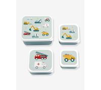 Pack of 4 VEHICLES boys' lunch boxes A Little Lovely Company pale blue