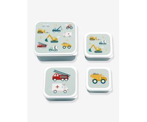 Pack of 4 VEHICLES boys' lunch boxes A Little Lovely Company pale blue