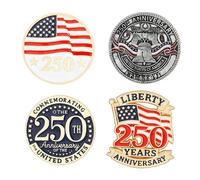 Pack of 4 Vintage Enameled Flag Lapel Pins with Waved Designs for Men and Women Any Occasions Retro Badge Collection