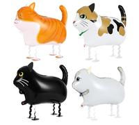 Pack of 4 Walking Animal Foil Balloon Cat, Helium Balloon Cat, Airwalker Cat Balloon, Helium Walking Foil Balloon Decoration, Pet Balloon for Cats Balloons Birthday