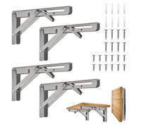 Pack of 4 Wall Folding Console Stainless Steel Folding Consoles, Wall Mounted Floating Table Holder, Heavy Duty Console Shelf Brackets, Shelf Brackets, Angle Brackets, Space-Saving DIY Bracket, Load