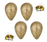 Pack of 4 Wasp Nest Dummy Weatherproof, Wasp Repellent, Hornet Nest, Anti-Wasp Repellent, Artificial Nest, Repel Bees, Hornets, Hanging for Balcony/Outdoor Use