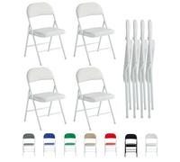 (PACK OF 4, WHITE) 1/2/4/6 Faux Leather padded Foldable Chairs