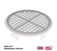 Pack Of 4 White Plastic 68mm Round Soffit Air Vents Push In Roof And Eave Circular Mesh Air Vents