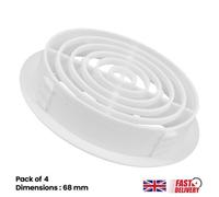 HomeSmart 4 Pack 68mm White Plastic Round Soffit Air Vents | UV Resistant UPVC Push-in Roof Disc for Fascia | Long-Lasting, Durable, and Weatherproof Circular Soffit Vent for Optimal Ventilation
