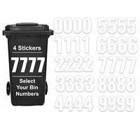 Pack of 4 White Sticky Numbers for Wheelie Bins Number - 7 Waterproof (17 cm) Labels for Wheelie Bins & Garbage Bins Packwith®