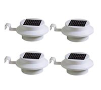 Pack of 4 White Superbright 3 LED Solar Powered Lights for Gutters or Garden Fences